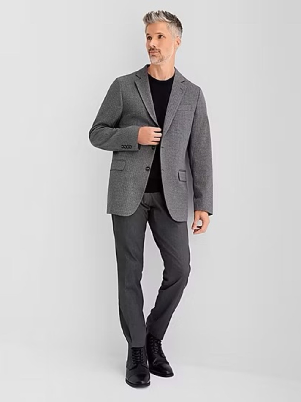 Stafford Herringbone Mens Classic Fit Sport Coat in Charcoal color